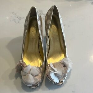 J. Crew Satin Polka Dot Peep Toe Heels